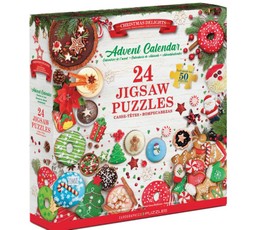 Adventes kalendārs - puzles "Ziemassvētku saldumi", 24 puzles pa 50 gabaliņiem katrā: 1200 gabaliņi
