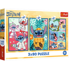TREFL DISNEY STITCH Pužļu komplekts Stitch pasaule, 3x80 gab.