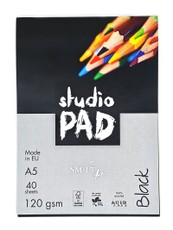 Melns zīmēšanas bloks "Studio" A5, 40 lpp., 120 g/m², ar cietu muguriņu