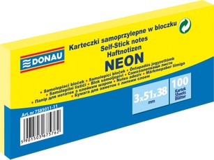 Līmlapiņas 51 x 38 mm, 3 blociņi, neona dzeltenas