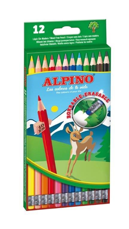 Dzēšamie krāsainie zīmuļi ALPINO Erasable, 12