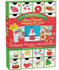 Adventes kalendārs-puzles "Saldie Ziemassvētki", 24 puzles pa 50 gabaliņiem katrā: 1200 gabaliņi