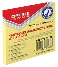 OFFICE pašlīmējošās piezīmju lapiņas, 76 x 76 mm, 100 loksnes, dzeltenas