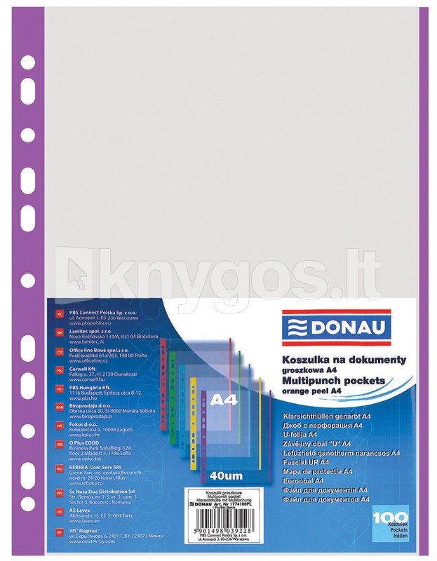 DONAU A4 plastmasas ieliktnīši ar violetu