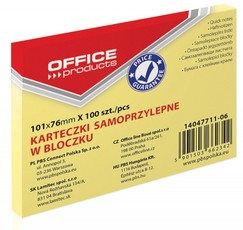OFFICE pašlīmējošās piezīmju lapiņas 101 x 76 mm, 100 lapiņu, dzeltenas