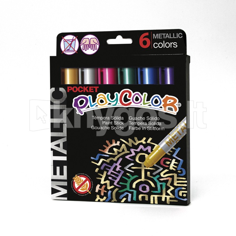 PLAYCOLOR Metallic guašas zīmuļi, 6 krāsas
