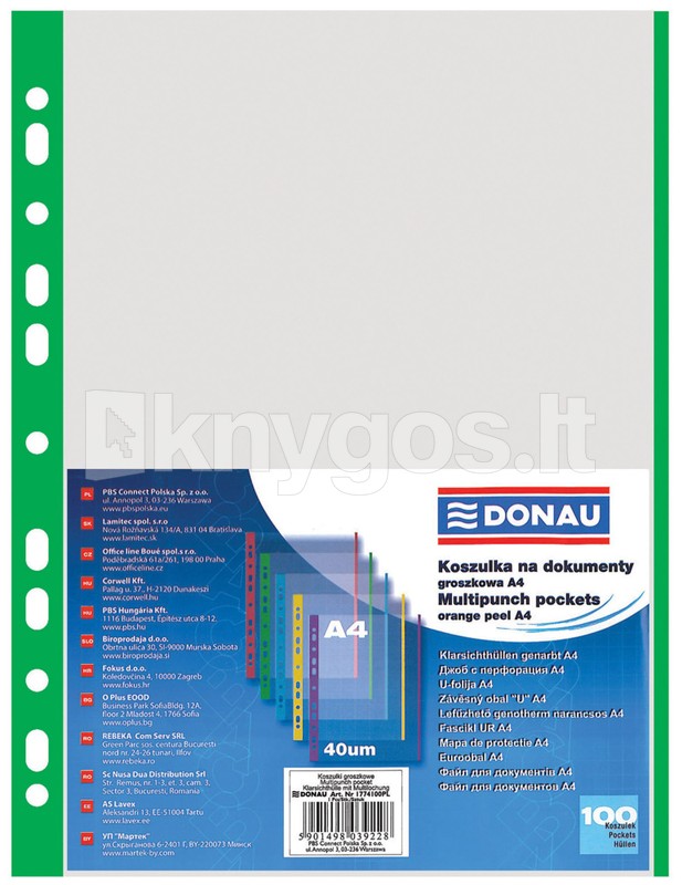 DONAU A4 plastmasas ieliktņi ar zaļu