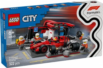 Blocks City 60443 F1 pit-stop un servisa komanda ar Ferrari sacīkšu auto