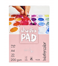 Akvareļu bloks "Studio" A4, 20 lpp., 200 g/m², ar cietu muguriņu