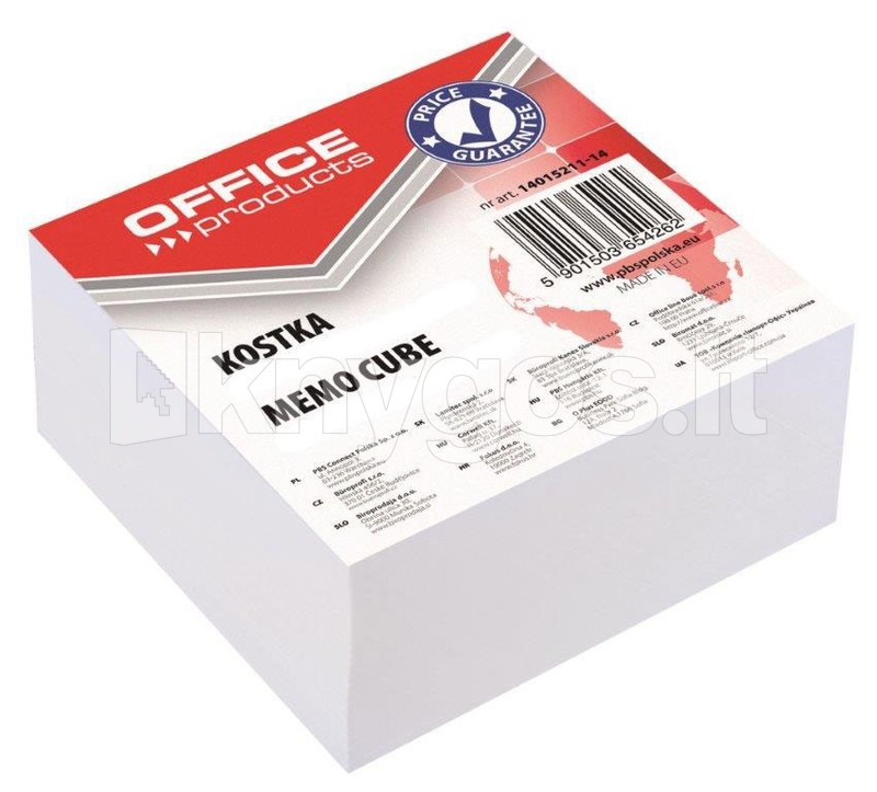 Office Products Līmēts balts papīra kubs