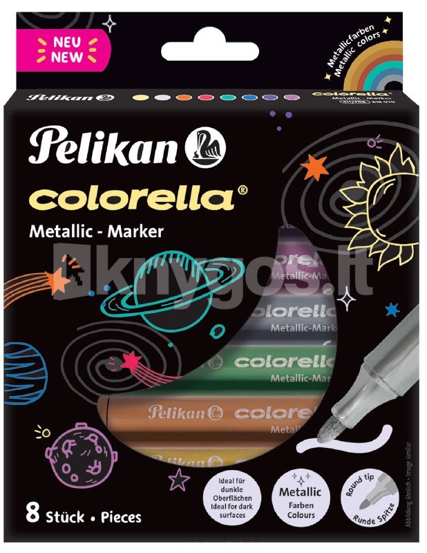 Pelikan COLORELLA Metallic flomasteri, 8 krāsas