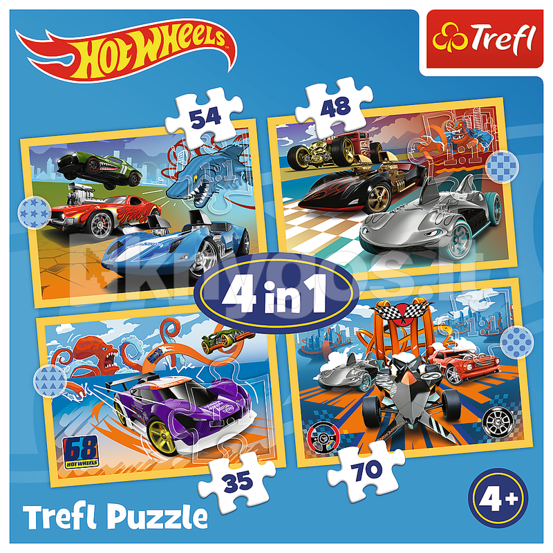 TREFL HOT WHEELS Pužļu komplekts 4