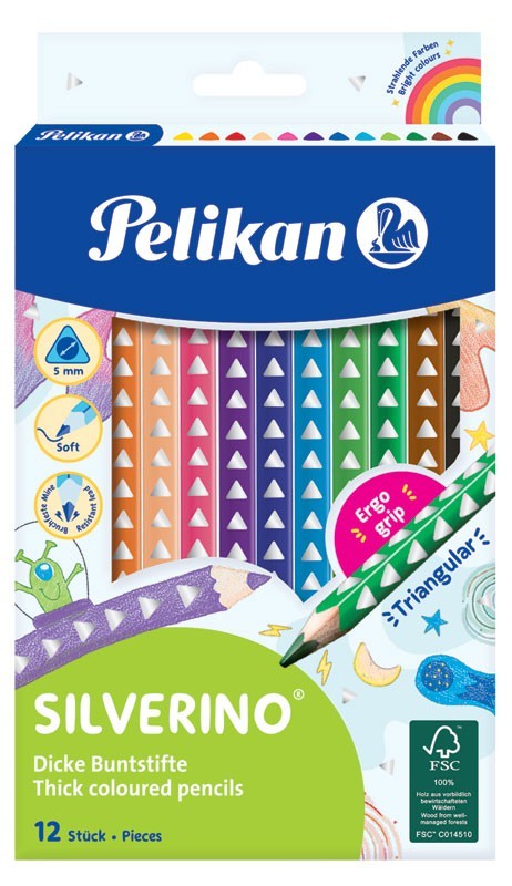 Pelikan SILVERINO krāsainie trijstūrveida biezie zīmuļi