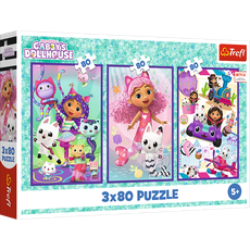 TREFL GABBY´S DOLLHOUSE Pužļu komplekts, 3x80 gab.