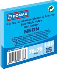 Pašlīmējošās piezīmju lapiņas 76 x 76 mm, neona zila